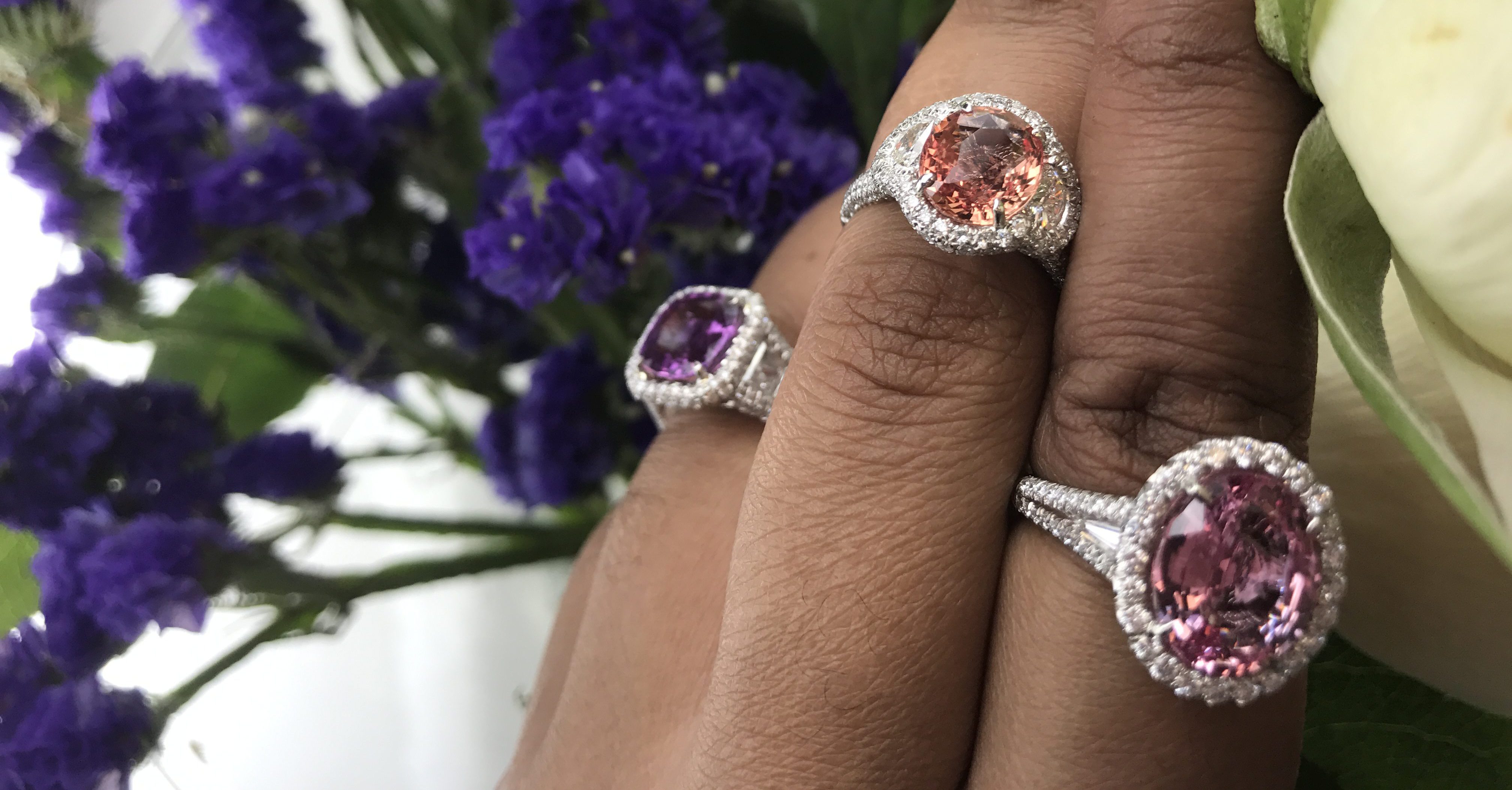 pink, purple and padparadscha sapphires