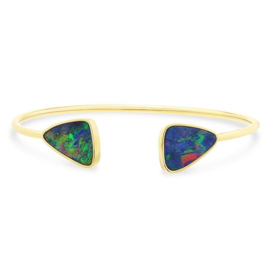 14k Yellow Gold Opal Doublet Cuff Bracelet 14k Yellow Gold Opal Doublet Cuff Bracelet