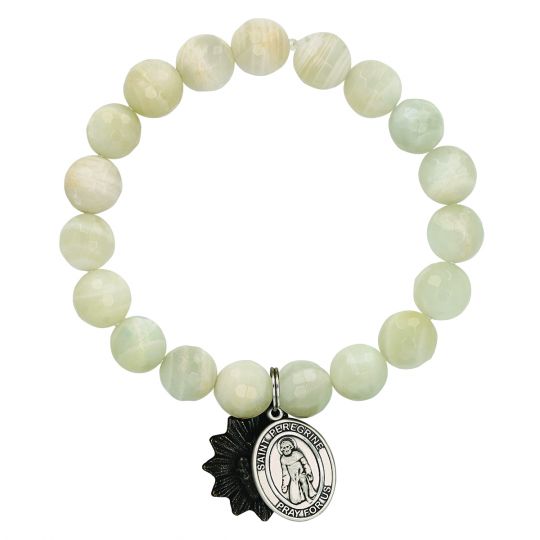 Miracle Icons by Mary Jo Pane Faceted Moonstone Bracelet wit St Peregrine