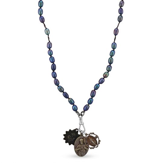 Miracle Icons by Mary Jo Pane Black Pearl Rosary