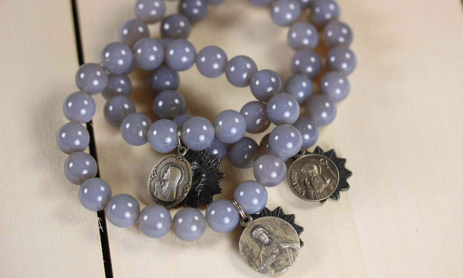 miracle icons gray agate bracelets