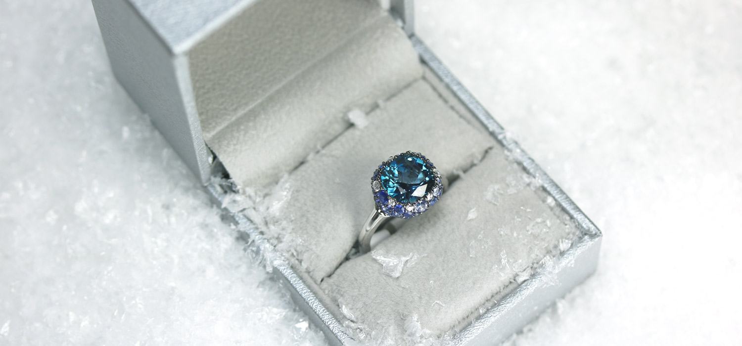 Swiss Blue Topaz Ring  14k Blue Topaz /& Diamond Crown Engagement Ring  Blue Topaz December Birthstone  Unique Blue Topaz Promise Ring