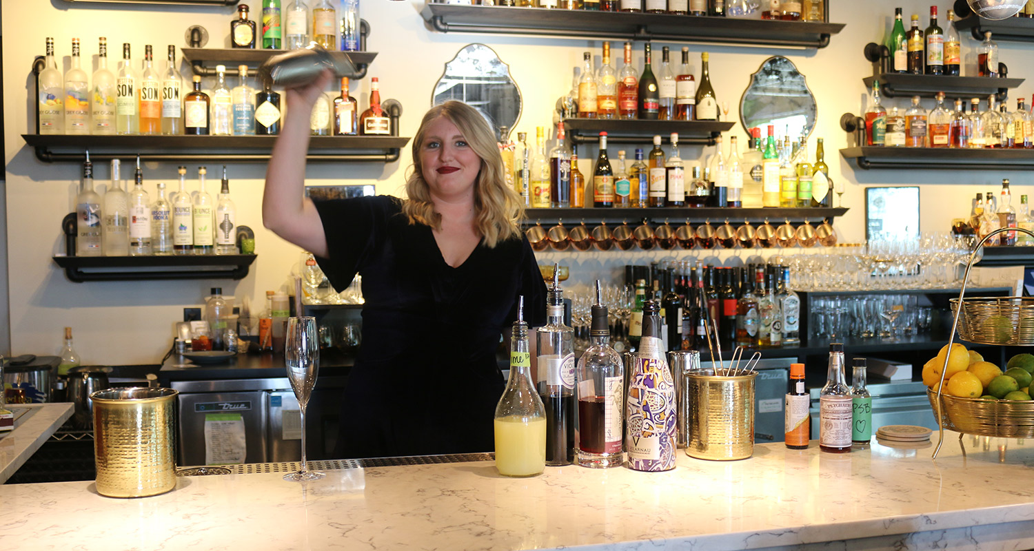 shaking up cocktails