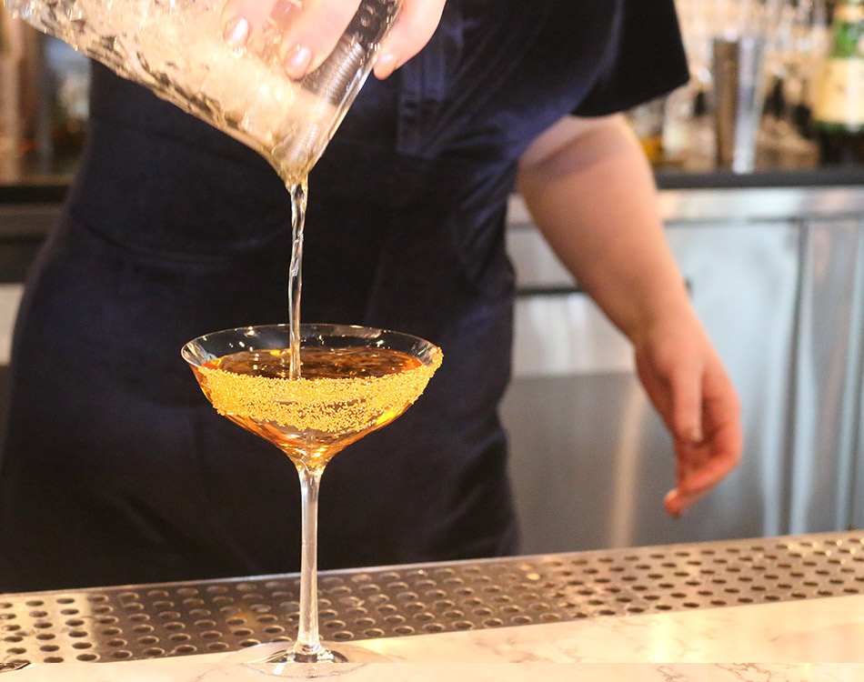 preparing the golden year cocktail