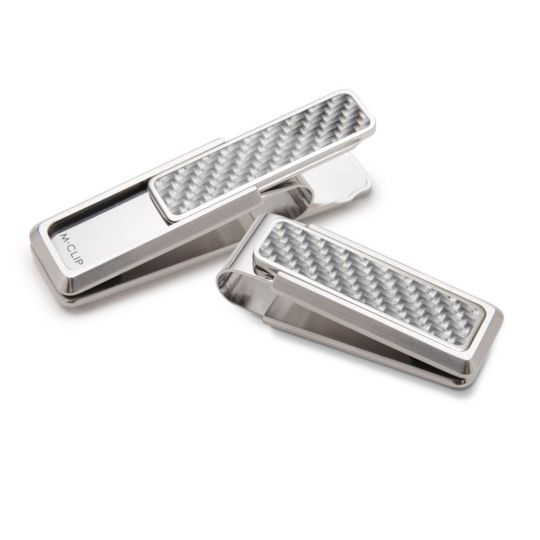M-Clip Discovery Stainless with White Carbon Fiber Money Clip