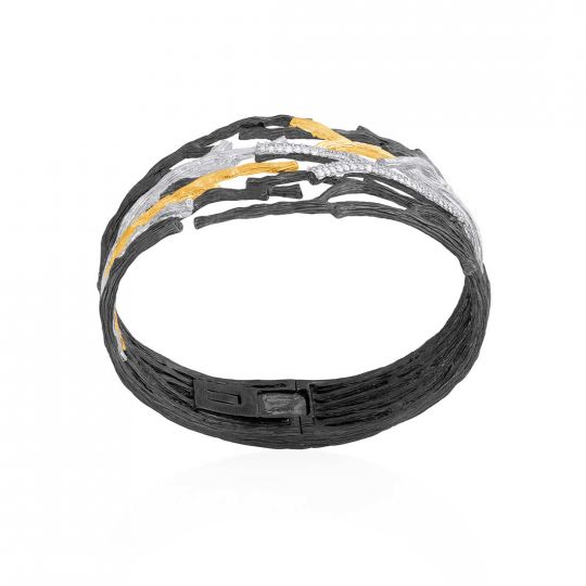 Michael Aram 18K Yellow Gold, Black Rhodium & Sterling Silver Diamond Cuff Bracelet