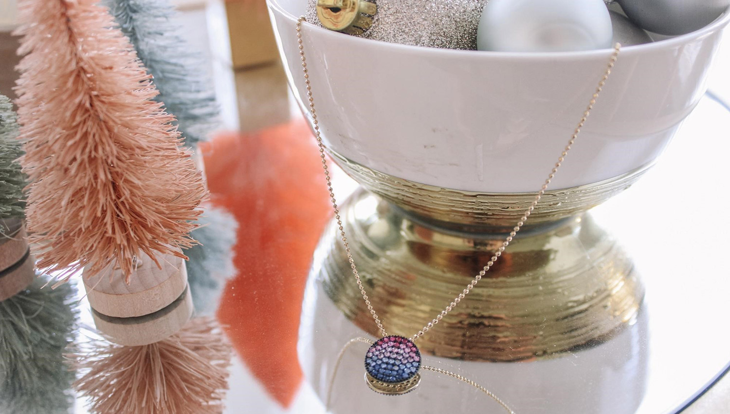Phillips House Affair Infinity Amethyst & Sapphire Pave Disc Necklace in Yellow Gold