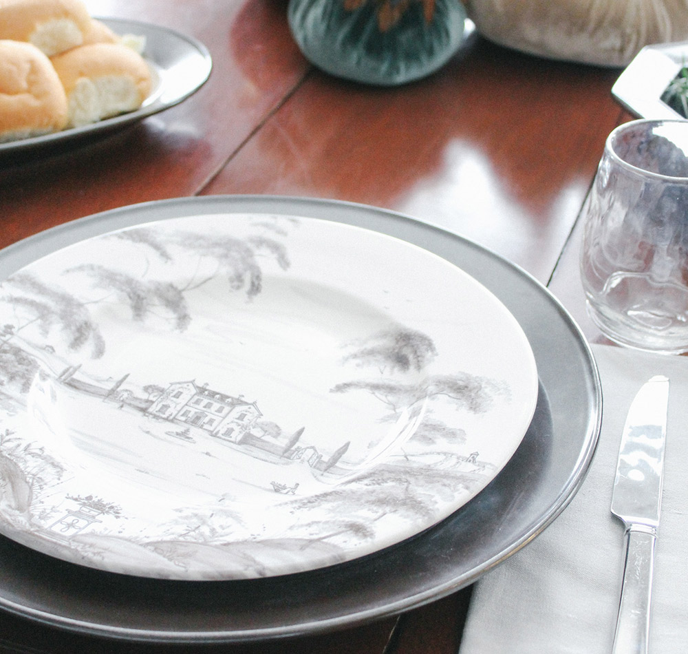 juliska puro, pewter and country estates place setting