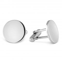 silver round cufflinks