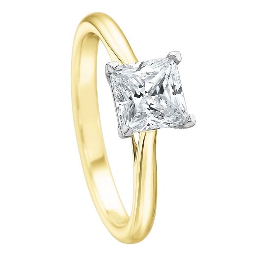 yellow gold band engagement ring