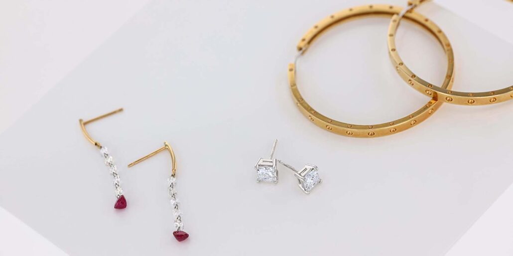 gold hoop earrings Hoop stud earrings Jewellery Earrings Dangle & Drop Earrings 