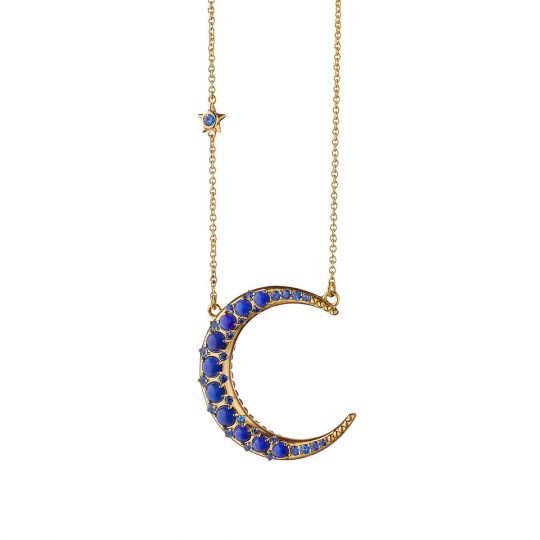 sapphire crescent moon necklace