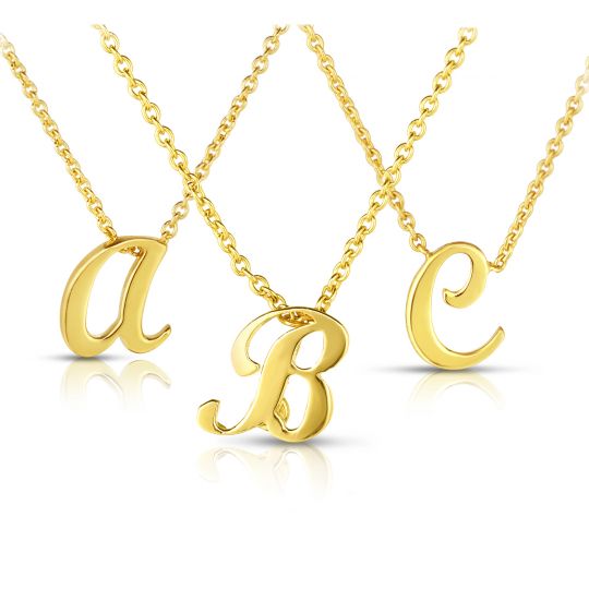 yellow gold initial necklace