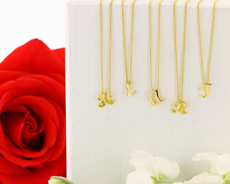 yellow-gold-initial-necklaces yellow gold initial pendant neckalces