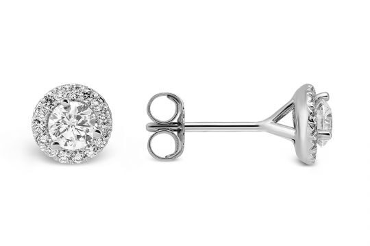 diamond halo stud earrings