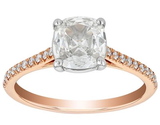 rose gold cushion cut engagement ring