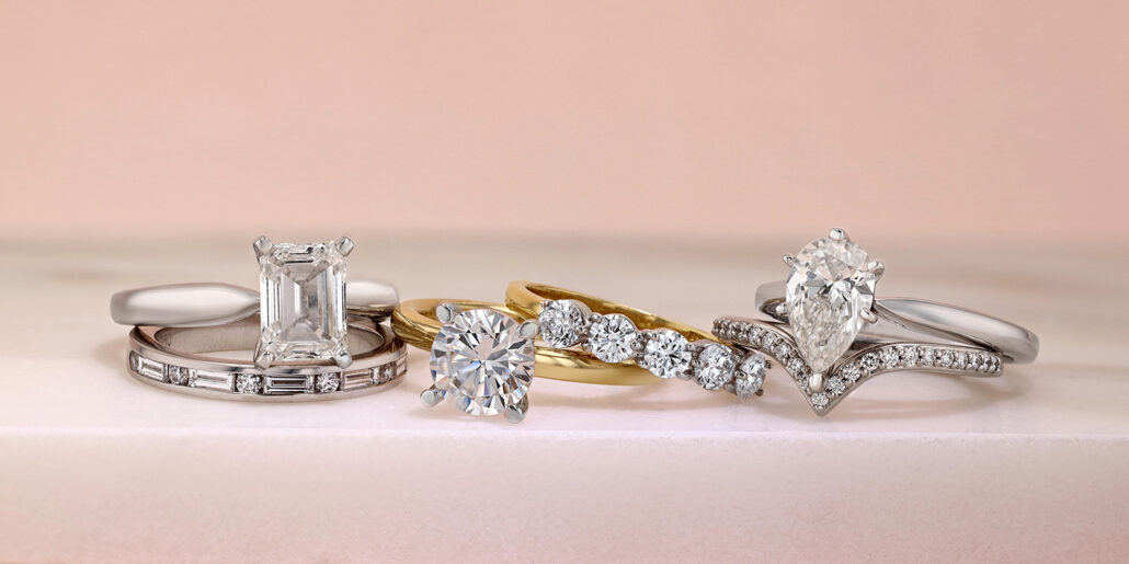 3 Piece Halo Wedding Ring Set | Barkev's