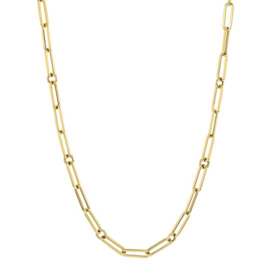 yellow gold paperclip necklace