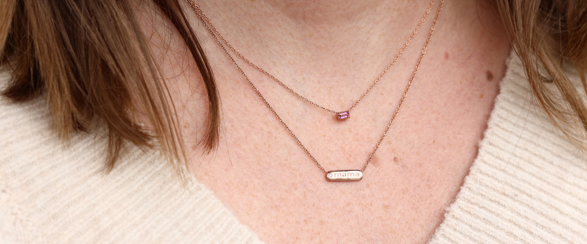 birthstone necklace with engraved mama necklace