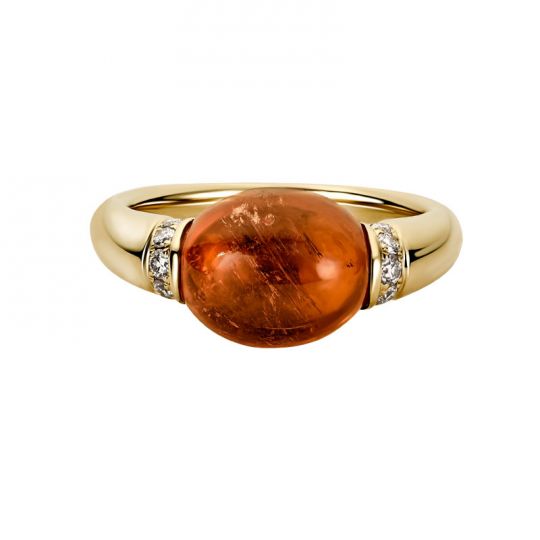 orange tourmaline cabochon ring