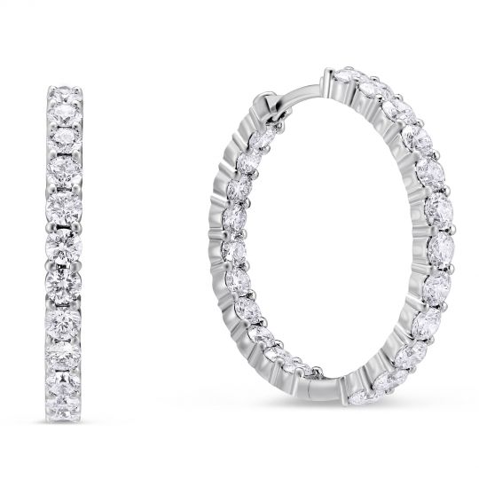 inside outside diamond hoop earrings