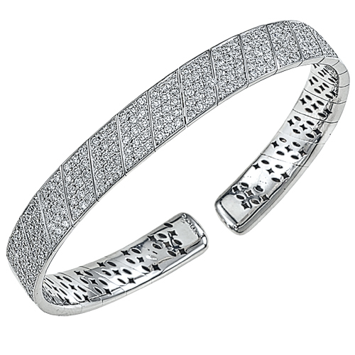 white gold cuff bracelet with pave diamonds