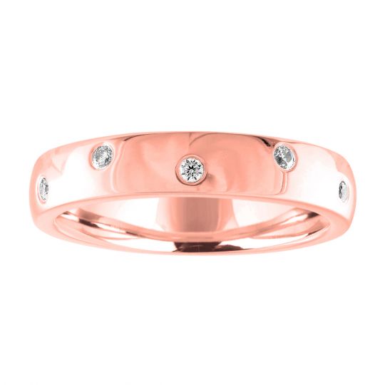diamond scatter inlay rose gold wedding band