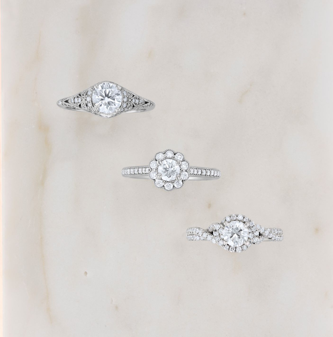 white gold preset engagement rings