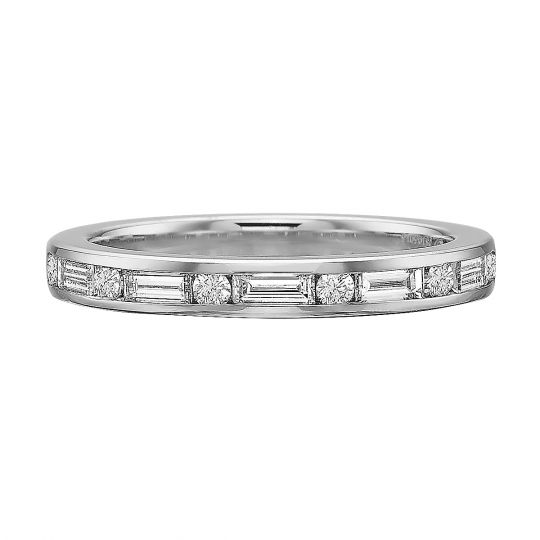 round and baguette diamond wedding band