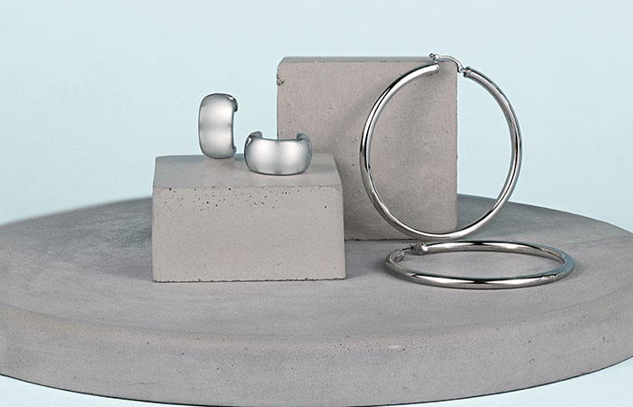 silver-heavy-metal white gold hoop earrings
