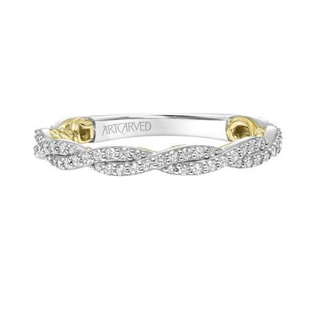 two tone diamond twist wedding band