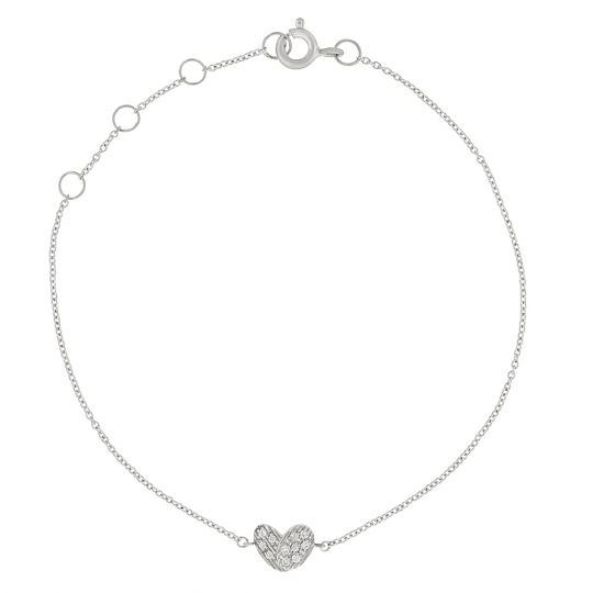 white gold heart bracelet with spring ring clasp