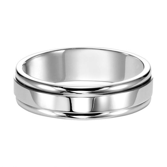 white gold step edge wedding band