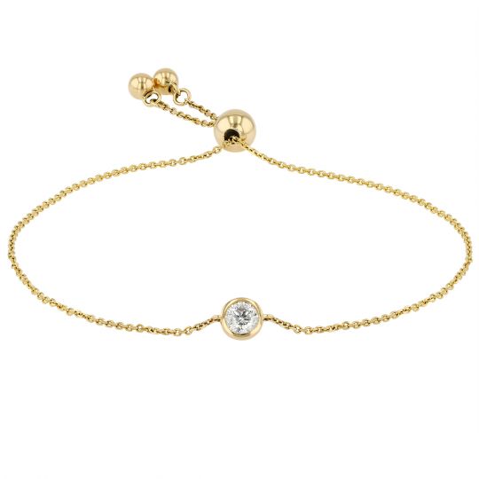 yellow gold diamond station slider bracelet