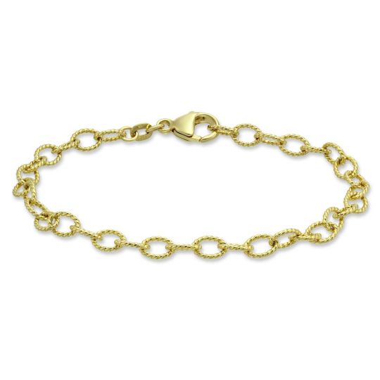 yellow gold link bracelet with lobster claw