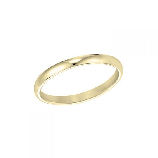 yellow gold low dome wedding band
