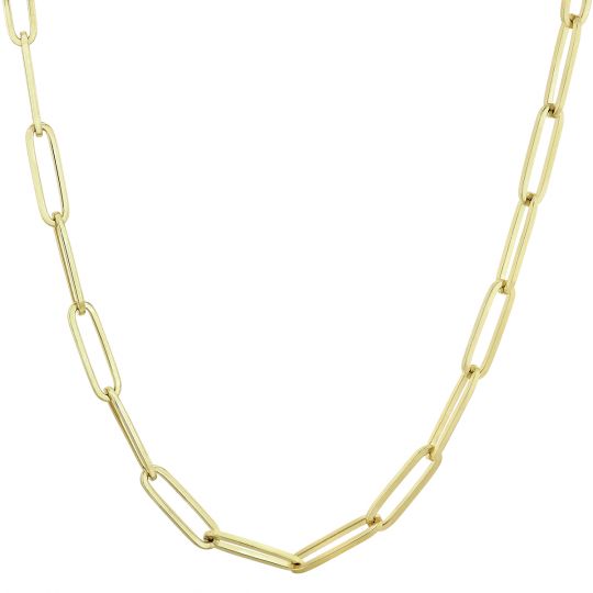 yellow gold paperclip necklace