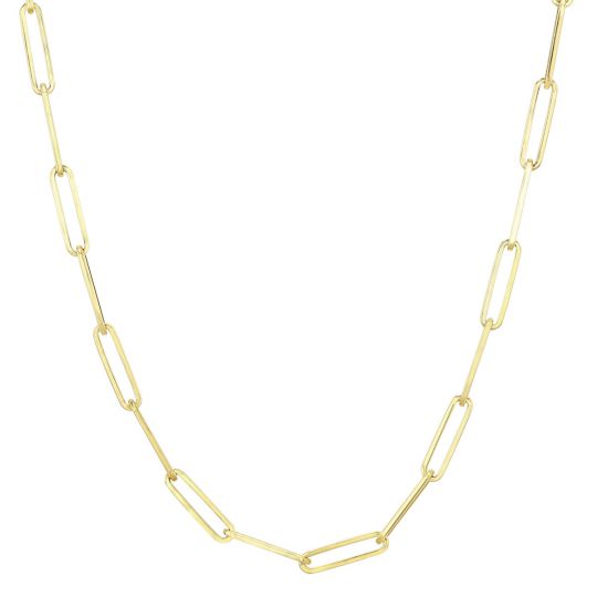 yellow-gold-paperclip-chain-necklace-3NS000127 yellow gold paperclip chain