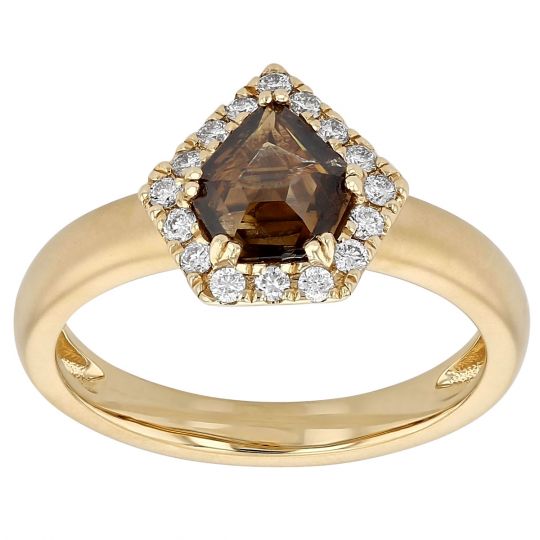 Brown Kite Diamond Ring in Yellow Gold