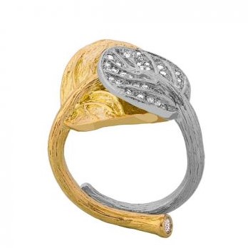 Botanical Leaf Double Bypass Diamond Ring