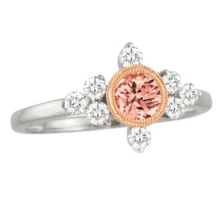 Morganite and Diamond Cluster halo Ring