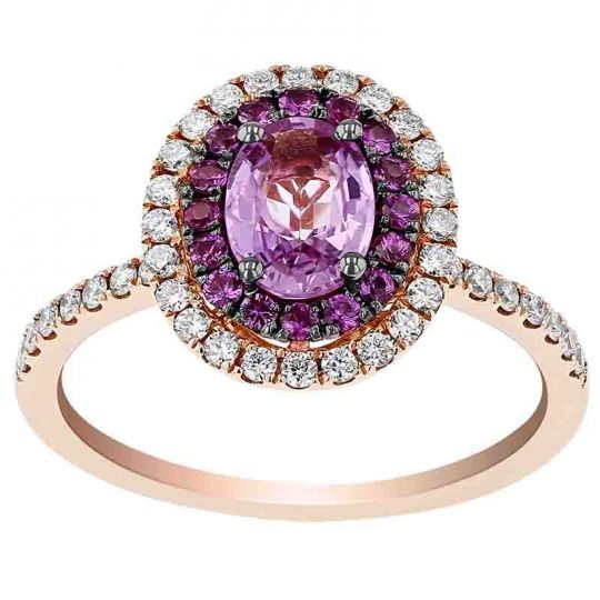 Oval Pink Sapphire and Diamond Ring