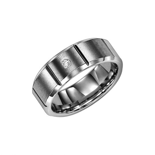 Tungsten Matte Band with Diamond