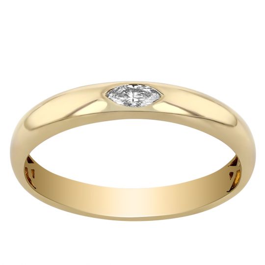 Yellow Gold Band with Marquise Diamond