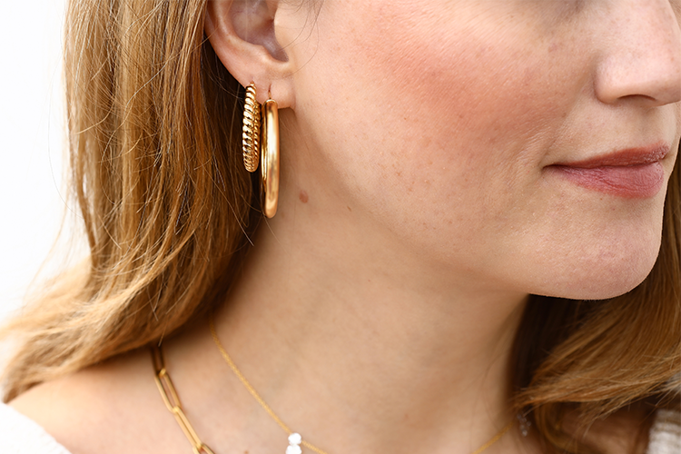curated-ear-hoop-earrings doubled up gold hoop earrings