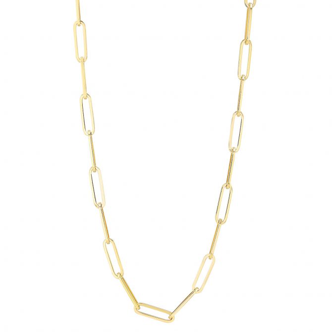 yellow gold paperclip chain neckalce