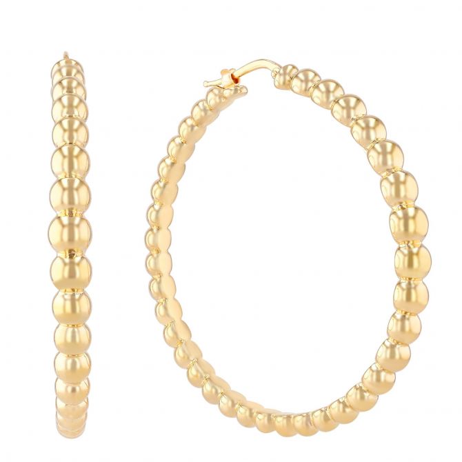 yellow gold beaded hoops