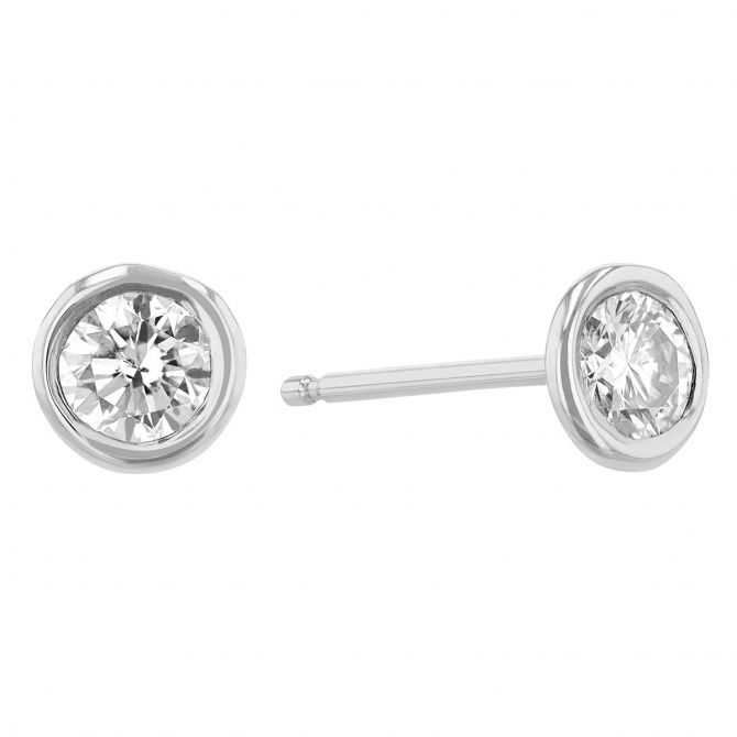 bezel set diamond earrings