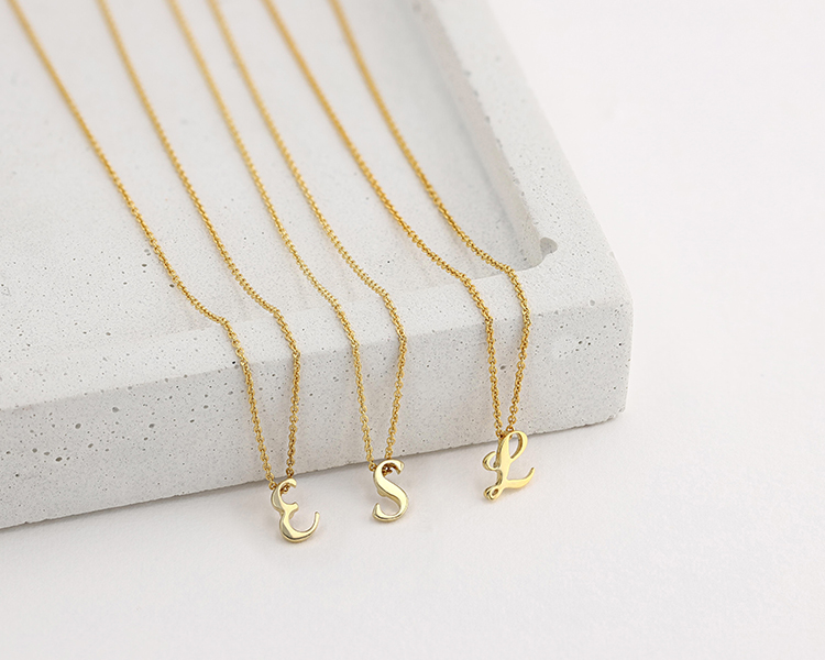 yellow gold initial necklace
