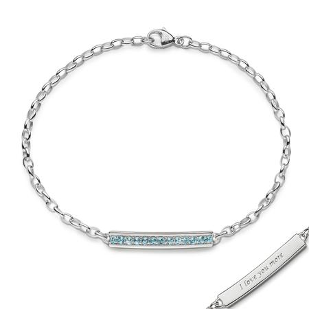 "I Love You More" Aquamarine Poesy Bracelet in Sterling Silver